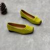 Zapatos de Ballet Retro con Lazo de Cuero Genuino para Mujer, Zapatos Mary Jane de Cuero Genuino con Boca Baja y Tacón Grueso, Punta Cuadrada Versátil con Boca Baja