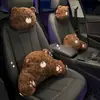 El reposacabezas y soporte lumbar para coche Blue Rain, con un adorable diseño de oso de peluche de dibujos animados, es una almohada para el cuello y soporte lumbar para el asiento del conductor.