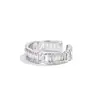 Lujo Ligero, Artesanía Exquisita, Anillo Abierto Completamente de Diamante para Mujer, Estilo Europeo y Americano, Moderno, Versátil, No se Desvanece, Anillos Apilables