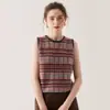 Chaleco de Punto Rayas de Cachemira Estilo Retro Cuello Redondo sin Mangas para Mujer Otoño Temprano 2025 Chaleco sin Mangas Suéter de Punto para Vestir
