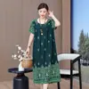 Vestido de Algodón y Seda Estilo Nuevo 2026 para Mujeres de Mediana Edad y Mayores, Ropa de Verano para Mujer, Elegante Vestido Largo por Encima de la Rodilla para Madres de Mediana Edad
