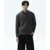 Suéter de punto de imitación de dos piezas para hombre con patrón de trenzas, cuadros, cuello henley, estilo old money, invierno, venta al por mayor de fábrica transfronteriza