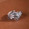 Anillo Abierto de Plata S925 Rey Ciervo Dorado Vintage Personalidad Nicho Punk Ala Trendy Unisex Ala Pluma
