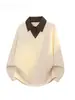 Suministrado directamente por el fabricante, conjunto de sudadera a cuadros de dos piezas falsas para hombre, otoño 2026, atuendo elegante de alta gama con camisa polo de manga larga