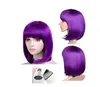 Peluca de Encaje Frontal Europea y Americana Estilo Bobo Cabello Negro Corto Peluca Fibra de Alta Temperatura Raya Media Rizo Hacia Adentro Cabello Corto Liso Venta al por Mayor