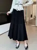 Falda midi de terciopelo para mujer, nueva colección de otoño 2026, de cintura alta, adelgazante, línea A, mezcla de lana, fluida, falda plisada
