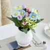 Planta en maceta miniatura de rosa en botón, flores artificiales para decoración del hogar, follaje artificial, decoraciones para bodas y fiestas, adornos de interior, plantas en maceta simuladas