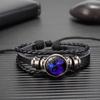 Accesorios Calientes Transfronterizos Doce Constelaciones Pulsera de Cuero Vacuno para Pareja Pulsera Tejida de Cuerda de Cuero Vintage Coreana Regalo para Estudiante