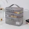 Bolsa de cosméticos de malla gran capacidad bolsa de almacenamiento de maquillaje artículos de tocador bolsa de almacenamiento de viaje portátil logo impreso