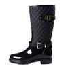 Botas de Lluvia de Moda Transfronteriza para Mujer, Zapatos Acuáticos Versátiles, Antideslizantes, Resistentes al Desgaste, Botas de Lluvia Acolchadas a Cuadros, Accesorios para Botas de Lluvia de Media Caña