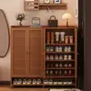 Zapatero Entrada de Casa Bambú Natural Artefacto de Almacenamiento Simple Gabinete de Almacenamiento de Gran Capacidad Zapatero para Interiores Engrosado a Prueba de Polvo Transpirable