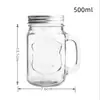 Venta cruzada spot taza creativa para cóctel de té de leche taza para batido de jugo frasco de albañil reutilizable taza con asa