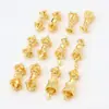 Mortero de Diamante Real Chapado en Oro de 18 Quilates Material para Hacer Joyería DIY Cuentas de Buda Pulsera Estrella y Luna Accesorios Bodhi Mortero Mágico Campana D170