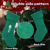Calcetines Navideños Transfronterizos Calcetines Tejidos Bordados Calcetines Navideños Rojos Verdes Blancos Espina de Pescado Huellas de Gato Decoraciones Navideñas