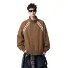Chaqueta Retro Japonesa de Moda con Estampado de Letras Solapa Color Sólido para Hombre Tendencia Holgada Chaqueta de Trabajo Detroit Nuevo Estilo