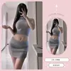 Lencería Sexy, Suéter Morado Sexy y Atractivo, Cuello Alto Pequeño, Conjunto de Falda Corta Sexy que se Ajusta a la Cadera, Lencería Coqueta y Divertida