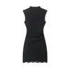Roupas Femininas Europeias e Americanas Transfronteiriças Aliexpress Venda Quente Moda Renda Elástica Vestido Curto