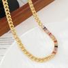 Europa y Estados Unidos sentido del diseño transfronterizo color circón cobre doble hechizo collar moda temperamento lujo alto sentido cadena clavicular para mujer
