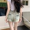 Shorts de Mezclilla Sexy Retro Americanos para Mujer con Cuerpo en Forma de Pera en Verano, Diseño Adelgazante de Cintura Alta, Pantalones Cortos Hot A-Line Cubre Caderas