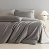 Conjunto de Quatro Peças de Sateen 100% Algodão Classe A Luxo Leve Cor Sólida Bicolor Algodão de Fibra Longa Estilo Hotel Lençol de Cama Capa de Edredom Roupa de Cama 4