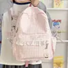 Mochila Estilo Suave Cuadros Azules Sal Marina Borde de Encaje Japonés Mochila Escolar Primaria para Niñas para Ir a la Escuela