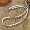 Collar de Turquesa Blanca Natural con Cuentas Diseño Bohemio de Nicho Estilo Festivo Cadena para Clavícula Collar de Amistad para Pareja para Mujeres