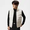 Chaleco de plumón Enbu para otoño e invierno para hombre, cálido, casual y deportivo, con un relleno del 90% de plumón de pato blanco y un cuello alto