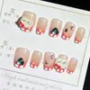 Conjunto de 10 Unhas Postiças Artesanais com Laços Doces de Goiaba Temática de Primavera e Adesivos de Unha Dopamina