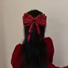 Estilo Tweed Satén de Seda Brillante Lazo Grande Pasador para el Cabello Niños Nuevo Año Cinta Roja Pasador para el Cabello Tocado para Niñas en la Parte Posterior de la Cabeza