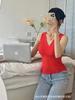 Primavera e outono nova beleza do laço de volta colete sexy roupa interior sutiã menina camiseta desgaste exterior camisola