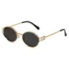 Gafas de Sol Metálicas de Marco Redondo Europeo y Americano para Mujer, Fotografía Callejera Transfronteriza Anti-UV de Alta Calidad, Gafas de Sol Versátiles, Personalizadas y No Convencionales