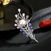 Broche de Pluma Nuevo, Moderno y Exquisito de Circonio Completo, Corsage de Accesorios de Perlas de Alta Gama, Elegante y Exquisito