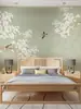 Papel Tapiz Artístico Moderno Estilo Chino con Flor de Magnolia y Pájaro, Papel Tapiz de Fondo Cálido, Revestimiento de Pared para Dormitorio y Estudio, Mural Decorativo Ecológico