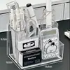 Caja de Almacenamiento para Portalápices Acrílico Transparente Lujo Ligero Contenedor de Bolígrafos de Gama Alta Escritorio de Estudiante Oficina Creativo Portalápices Compartimentado