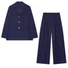 Ropa europea y americana para mujer transfronteriza, chaqueta decommuting de manga larga suelta con botones y conjunto de pantalones anchos plisados, moda de venta caliente en AliExpress