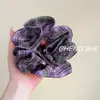 Novo Scrunchie Plissado de Ponto Roxo com Diamantes e um Colorido Gradiente Plaid Elegante Acessório de Cabelo para Coque