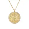 Collar de plata de ley S925 con el dios de la riqueza amarillo, colgante de diamantes con método antiguo para mujer, cadena de lana de estilo chino de moda nacional para mujer.