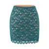 Conjunto Duas Peças Feminino: Top de Renda Branca com Decote V e Manga Longa, Modelagem Justa, Saia Curta de Cintura Baixa, Justa ao Corpo, Estilo Hot Girl para Primavera