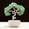 Árbol de la vida de cristal natural aguamarina base de cerámica árbol de la vida de cristal árbol de la fortuna de cristal creativo adornos de fortuna