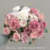 Flor artificial de peonía con núcleo de hortensia retro europea, ramo de simulación, venta al por mayor, decoración de escalera de boda, flor artificial, flor de seda