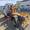 Camión de Basura de Brazo Gancho Changan Marca Azul a Gasolina Disponible en Stock con Rueda Sencilla y Doble Rueda Trasera Soportando Caja de Basura de 3 Metros Cúbicos