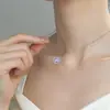 Collar de Plata de Ley S925 con Piedra Lunar para Mujer, Diseño Brillante y Elegante, Cadena para Clavícula, Artículo Popular en Tiktok, Cadena de Cuello al por Mayor