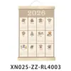 Calendario de Año Nuevo 2026 Bandera Colgante Decoración de Pared de Dormitorio Tela de Fondo Tela de Fondo Colgante de Pared de Tela Oxford con Palo de Madera Cordón