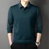 Camisa casual de manga larga para hombre, sin costuras, a rayas, de una sola cara, imitación de dos piezas, holgada, resistente a las arrugas, para primavera y otoño