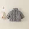 Ropa Infantil 2026 Nueva Chaqueta Acolchada de Invierno con Cuello Alto Abrigo para Niños y Niñas Estilo Coreano Holgada Moderna de Color Sólido Ropa de Algodón
