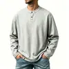 Comercio Exterior 2026 Ropa de Punto Transfronteriza Primavera y Otoño Camiseta de Manga Larga para Hombre, Corte Holgado, Estilo Europeo y Americano, Camisa Base Versátil de Color Sólido con Botones