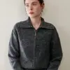 Nueva Chaqueta de Punto de Cachemir con Cuello de Solapa Estilo Otoño e Invierno Suéter Cardigan Retro de Punto Grueso Casual con Cremallera Corto