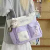 Nova Bolsa de Ombro Grande e Colorida para Estilo Soft Girl, Nova Bolsa de Alto Visual para Estudantes, Perfeita para Aulas Extras