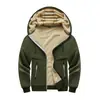 Cardigan con capucha de lana de cordero para hombre de talla europea transfronteriza, chaqueta cálida de invierno con capucha y forro polar para hombre