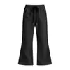 Nuevos pantalones de chándal acampanados para niña de otoño con cintura elástica y cordón, pantalones de pierna ancha de color liso, pantalones de campana casuales para niños mayores, transfronterizos